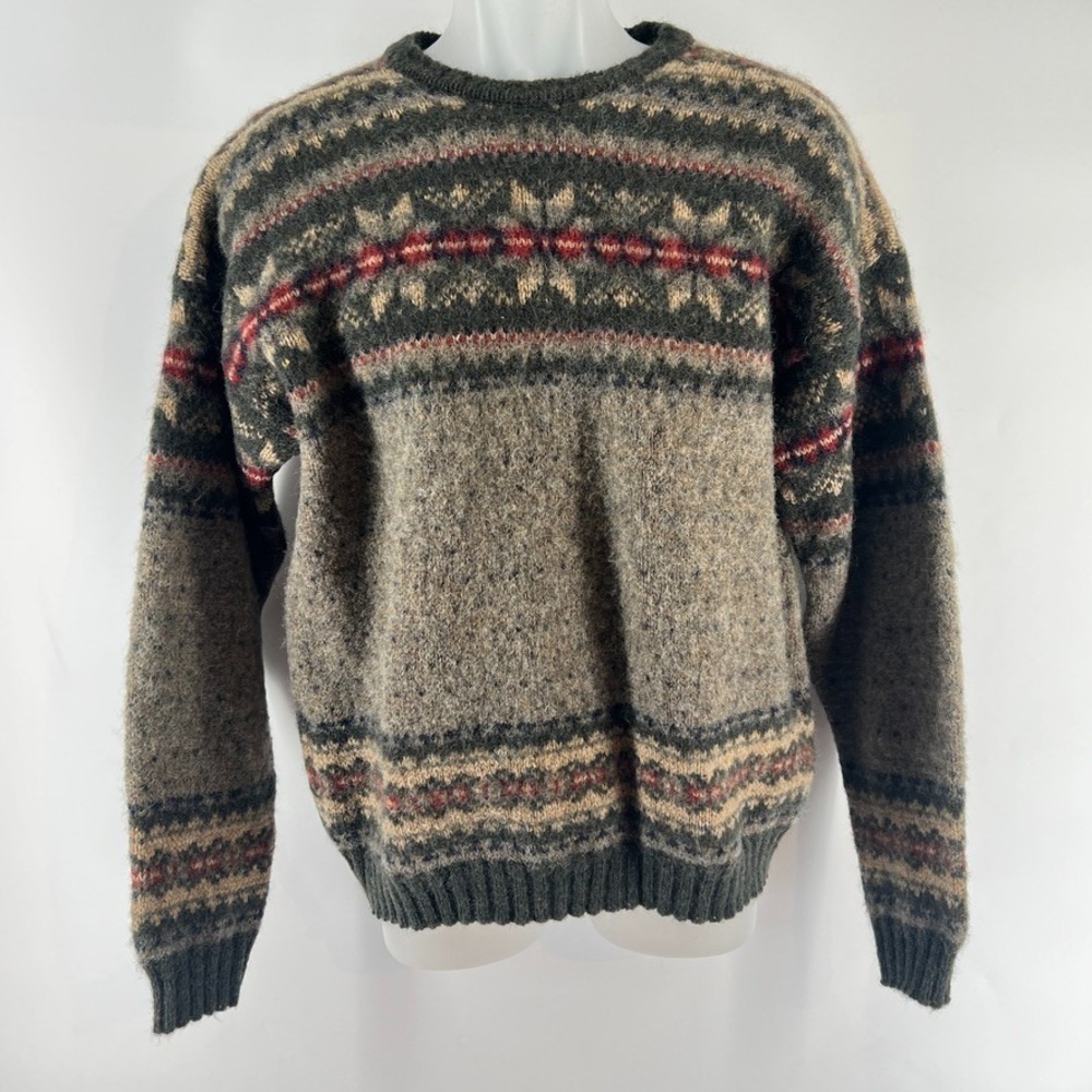 Vintage Croft & Barrow Fair Isle Wool Blend Sweater Men's L Made in USA Cozy 90s